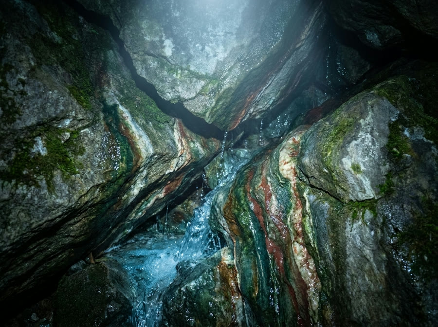 מים מחלחלים בעורקי הסלע